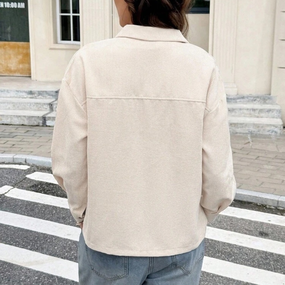 Corduroy shacket jacket oversized chocolate dark brown - Picture 4 of 4